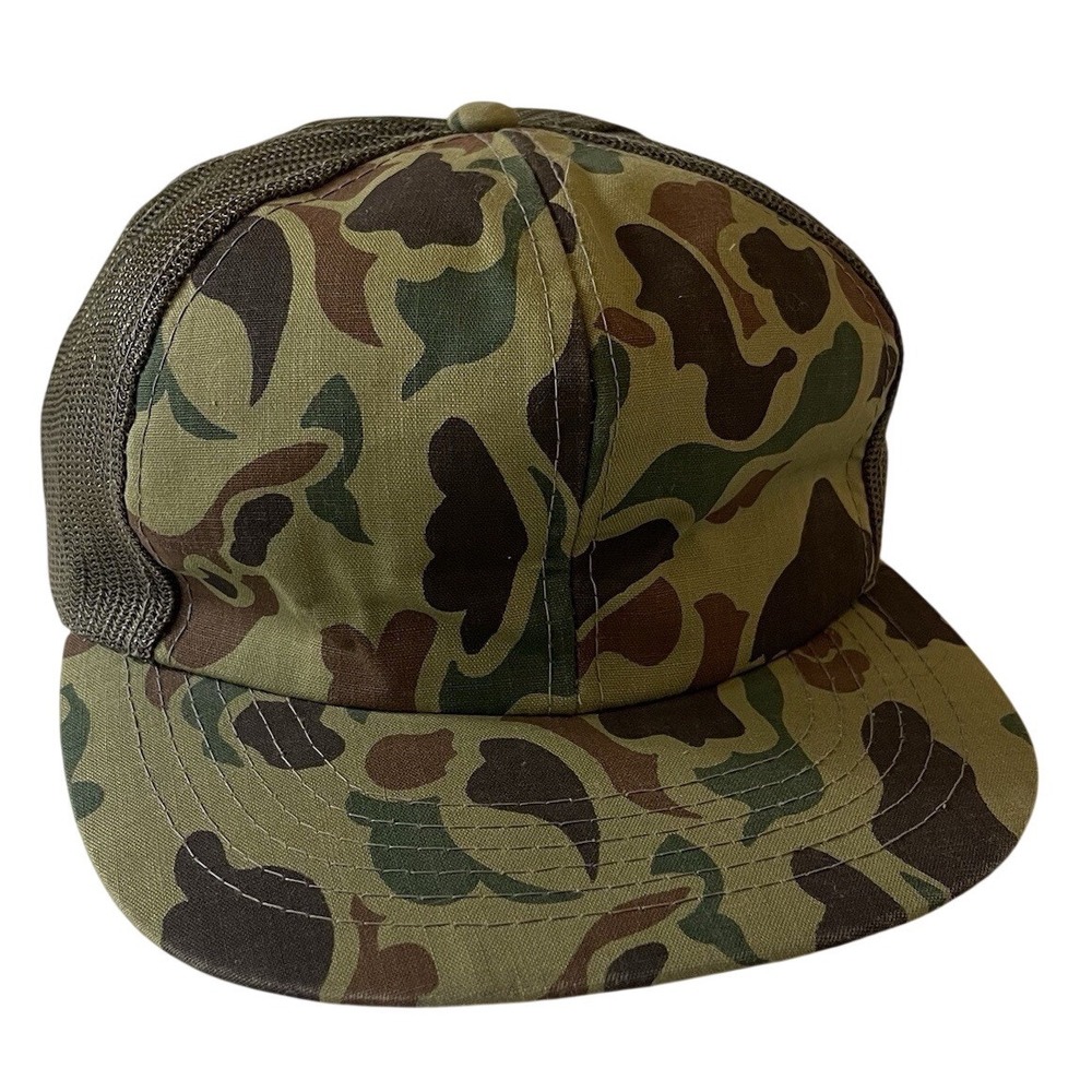 Vintage Camo Mens Hat‎ Cap Snapback Brown Green Hunting Fishing Trucker Cap